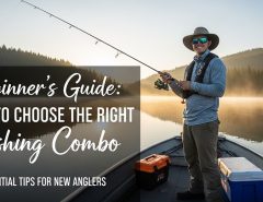 Beginner holding spinning fishing combo rod and reel