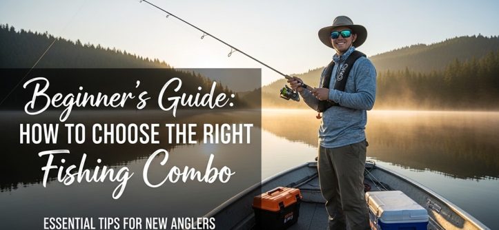 Beginner holding spinning fishing combo rod and reel