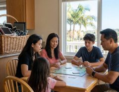 Family managing internet usage together in San Diego home