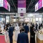 Trade visitors exploring cosmetics and fragrance exhibitor booths at Beautyworld Middle East 2026 inside the Dubai World Trade Centre