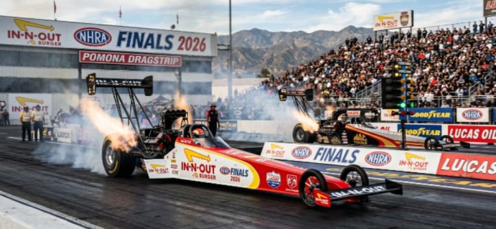 In-N-Out Burger NHRA Finals 2026 race action at Pomona Dragstrip November