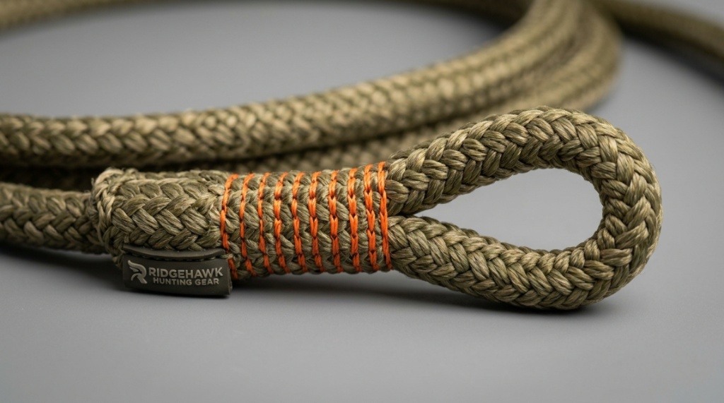 Close-up view of tightly braided heavy-duty rope strands with reinforced stitching.