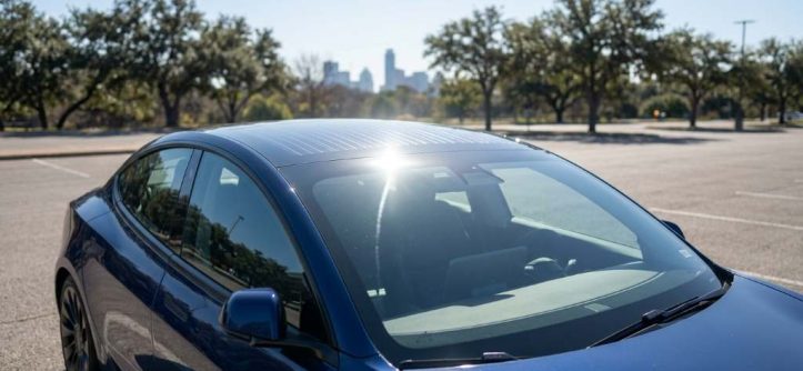 Car solar panel reflecting sunlight in Austin Texas