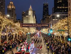 One million holiday lights illuminating the trees along North Michigan Avenue during the 35th annual Magnificent Mile Lights Festival on November 21, 2026